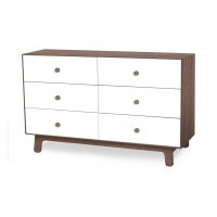 Commode Merlin Sparrow 6 tiroirs - Blanc/Noyer